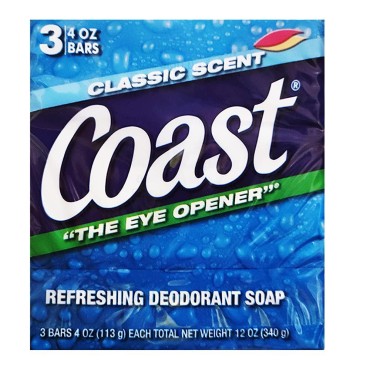 Coast Bath Bars Original Blue 3 Bar Soap oz, Coconut, 9.5 Ounce