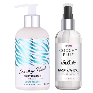 Coochy Plus Intimate Shaving Complete Kit - COCO ALLURE & Organic After Shave Protection Soothing Moisturizer Mist - Antioxidant Formula Prevents Razor Burns, Itchiness & Ingrown Hairs