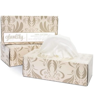 Facial Cotton Tissues, Art Deco Disposable Face Towels (3 Pack, 240 Tissues Total)