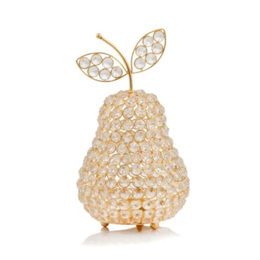 Modern Day Accents 5745 Manzana MD Pear Crystal, Gold Table Top Decor