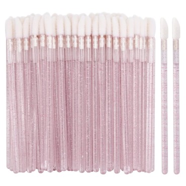 100 Disposable Lip Brushes, Lipstick Applicator, Lip Gloss Wands Pink Tbestmax
