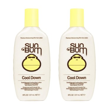 Sun Bum Cool Down Aloe Vera Lotion Vegan and Hypoallergenic After Sun Gel With Cocoa Butter To Soothe and Hydrate Sunburned Skin, 8 oz (Pack of 2)
