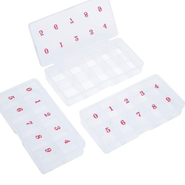 N. Aenoyo 3 Pack 10 Space Transparent False Nail Art Tips Storage Box Nail Rhinestone Glitter Storage Case Container