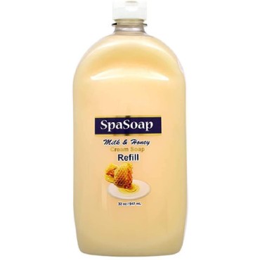 Spa Soap Milk & Honey Cream Soap Refill 32oz Plastic Bottle