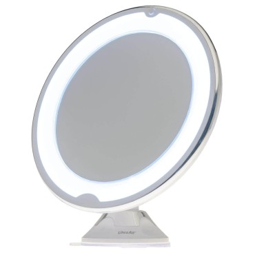 LitezAll Vanity Makeup Mirror - 10x Magnifying Mirror with Light, Battery Powered Portable Suction Cup Base for Travel, Table Mirror That Swivels in Any Direction for Women