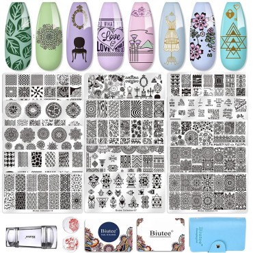 Biutee Nail Art Stamping Plate Kit Jelly Silicone ...