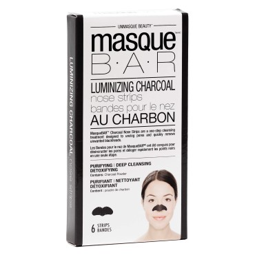 masque BAR Luminizing Charcoal Peel-Off Nose Strips (6 Pack/Box) - Korean Skin Care Treatment -Unclogs Pores, Removes Unwanted Blackheads - Absorbs Impurities & Excess Oil, Detoxifies, Exfoliates