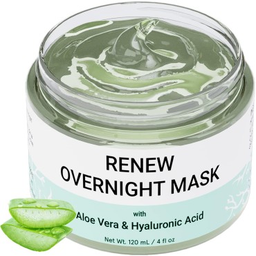 Doppeltree RENEW Overnight Facial Mask with Aloe Vera Gel & Hyaluronic Acid, Anti Aging Hydrating Face Mask for All Skin Types, Night Time Skin Care & Repair