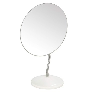 YEAKE Adjustable Flexible Gooseneck Makeup Mirror,360°Rotation Folding Portable Desk Vanity Mirror with Stand Shower Shaving Cosmetic Mirror Round Large