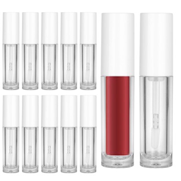 RONRONS 12 Pieces White Round Lip Gloss Bottle Containers, 5ML Mini Empty Refillable Lips Balm Oils Tubes with Rubber Plug, Lipstick Samples DIY Bottle Holder for Women Lady Girls