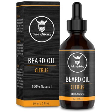Striking Viking Scented Beard Oil Conditioner for Men (Large 2 oz.) - Natural Organic Formula with Tea Tree, Argan and Jojoba Oils with Citrus Scent - Softens, Smooths,& Strengthens Beard Growth