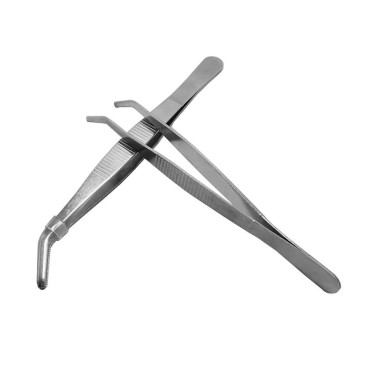 GSHLLO 2 Pcs Stainless Steel Tweezers with Curved Serrated Tip Forceps Tweezers for Craft 12.5cm