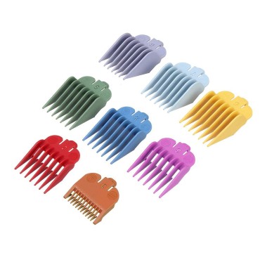 8 Pcs Professional Colorful Hair Clipper Combs Gua...