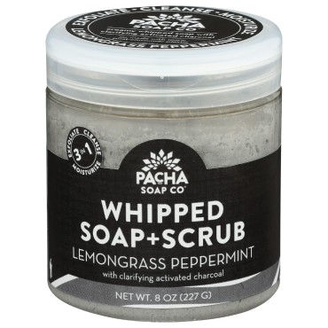 PACHA SOAP Lemongrass Peppermint Whipped Soap Scrub, 8 OZ