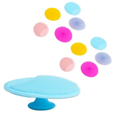 10 Piece Silicone Face Cleanser and Body Scrubber Pad, Exfoliating Scrub Brush for Shower, 5 Colors