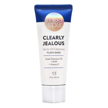 MISS SPA Gel Cleansing Flash Face Mask for Women, Vitamin C, Make-up Remover, Alpha Hydroxy Acid, Antioxidant, Remove Impurities & Dirt, Exfoliate & Brighten Skin, Dermatologist Tested,2 Oz.