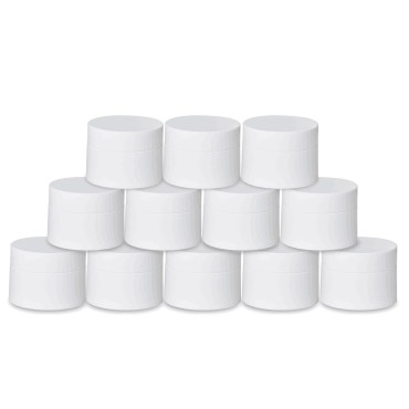 Akamino Plastic Containers White Plastic Lotion Jar with Inner Liners and Dome Lids for Make-up Cosmetic, Creams, Lotions, Refillable Travel Airtight Container Storage (1.25 Oz, 37 ML, 12 PCS)