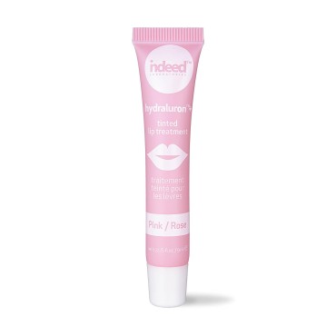 INDEED LABS Hydraluron + Tinted Lip Treatment, Hydrating Anti-Aging Lip Balm Treatment for Smooth Lips with Natural, Subtle Color, 9ml (Pink)
