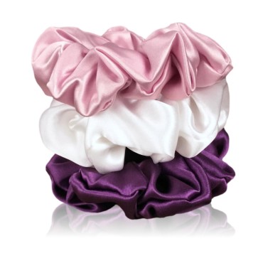 Celestial Silk Mulberry Silk Scrunchies for Hair (Large, Plum, Pink, White)