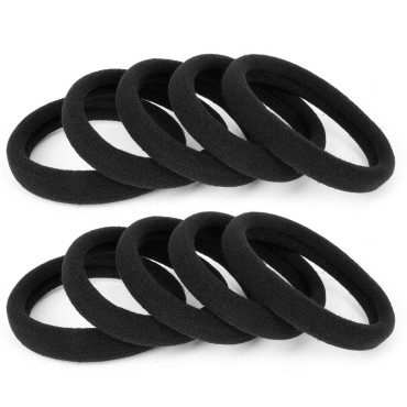 100PCS Large Black Hair Ties Band - Thick Cotton S...