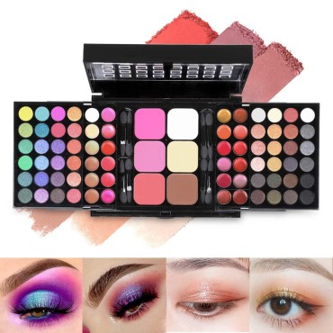 78 Colors Pink Cosmetic Make up Palette Set Kit Co...