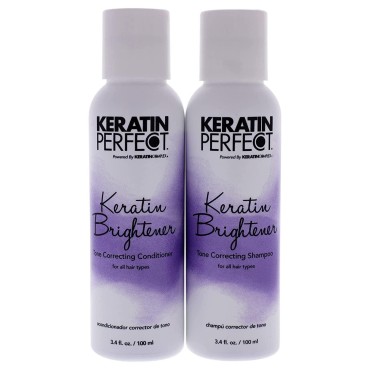 Keratin Perfect Brightener Duo - Conditioner That Delivers Intense Hydration - Shampoo That Fights Color Fading And Enhances Shades - Hair Care That Works At Strengthening Mane From Within - 2 Pc