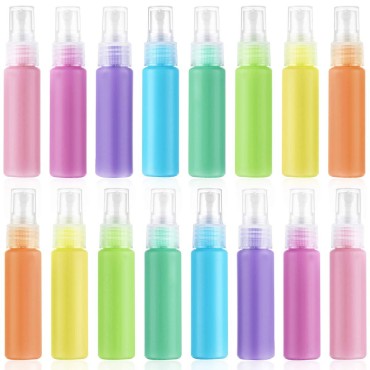 16 Pack 1oz/30ml Spray Bottle Small Fine Mist Bottle Travel Size Plastic Empty Bottle Refillable Liquid Container for Perfume