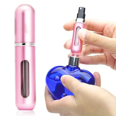 6ml Portable Mini Refillable Empty Perfume Spray Bottle Atomizer Pump Case for Travel and Outgoing (Pink)