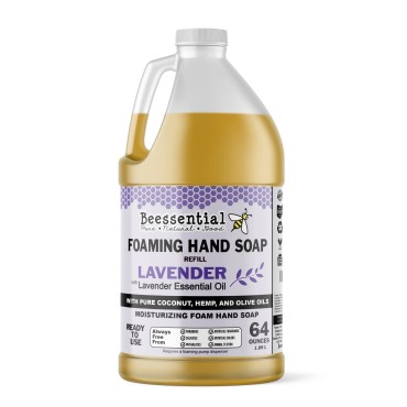 Beessential All Natural Foaming Hand Soap Refill Bulk, 64 oz Lavender | Made with Moisturizing Aloe & Honey - Made in the USA