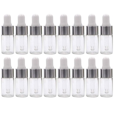 ConStore 50pcs Clear Glass Dropper Bottles Mini Essential Oil Vials with Glass Eye Dropper Empty Cosmetic Lotion Sample Bottles Refillable DIY Cosmetic Container Liquid Perfume (3ml)