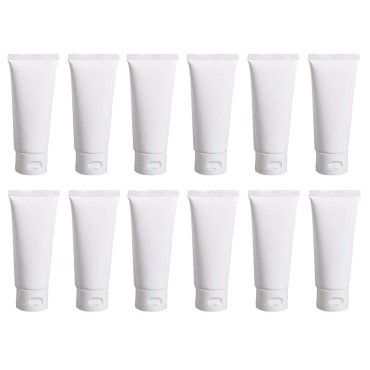 Happyupcity 12 PCS 100ML 3.4OZ White Plastic Soft Squeeze Hose Bottle Cosmetic Facial Care Tolietry Packing Vial Container with Flip Cap Cream Lotion Sample Dispense Tube for Travel Home Use