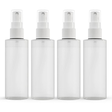 ?Made In USA?Plastic Spray Bottle Fine Mist 4 Oz (120ml) - Refillable, Reusable, Portable Sprayer, Travel Size, Leak Proof for Household Use, Essential Oil, Cleaning Solution and Perfume (4 Pack)