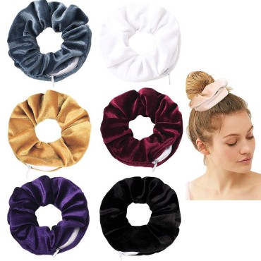 Women Premium Velvet Scrunchie with zipper pouch h...