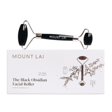 Mount Lai Warming Black Obsidian Facial Roller Massager | Facial Massage Roller to Detoxify and Purify