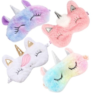 4 Pack Cute Animal Unicorn Sleep Mask for Girls Cu...