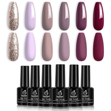 Beetles Gel Nail Polish Kit- 6 Colors Mauve Lilac ...