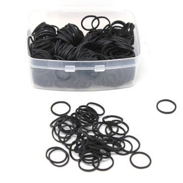Tina Touch 500 pcs Black Elastic Rubber Bands Small One Size 1/2' in the Plastic Case for Kids Hair, Braids Hair, Wedding Hairstyle and More