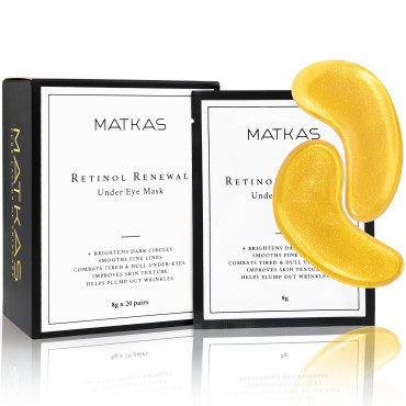 MATKAS Korean Gold Under Eye Patches for Dark Circles and Puffiness, Wrinkles - Retinol + Hyaluronic Acid + Collagen + Niacinamide, Under Eye Mask Puffy Eyes Treatment for Women Skin Care