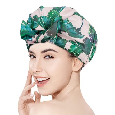 Auban Shower Cap Reusable,Ribbon Bow Bath Cap Larg...
