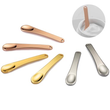 Tekson 6 Pieces Metal Cosmetic Skincare Spatula, Mini Mask facial Reusable Scoop, Makeup Beauty Spoons for Cream, Lotions, Moisturizers (Rose Gold, Gold, Silver