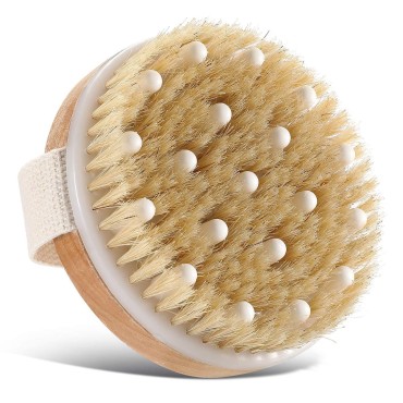 Body Bath Brush for Wet or Dry Brushing,Round Exfo...