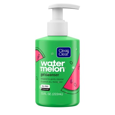 Clean & Clear Hydrating Juicy Gel Facial Cleanser, Gentle and Oil-Free Daily Face Wash to Remove Grime for Clear, Refreshed and Hydrated Skin, Watermelon, 7.5oz (Pack of 12)