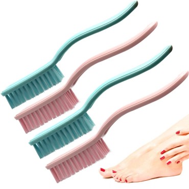 Nail Brush Foot Brush Curved Handle Grip Hand Fingernail Scrub Brush Home Laundry Cleaning Shoes Clothes Toes Nails Feet Scrubber,4 PCS