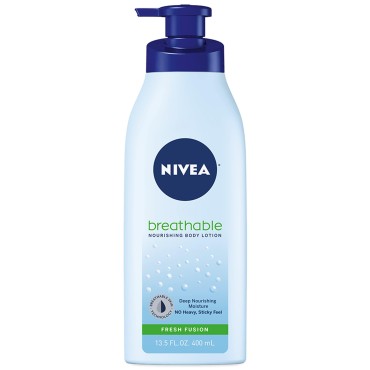 NIVEA Breathable Nourishing Body Lotion Fresh Fusion - No Sticky Feel, Dry To Very Dry Skin, 13.5 Ounce