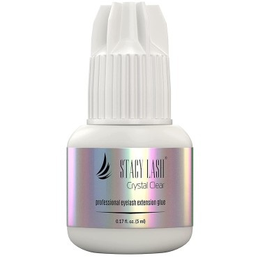 Crystal Clear Eyelash Extension Glue Stacy Lash (0.17fl.oz/5ml)/1 Sec Drying Time/Retention - 8 Weeks/Transparent Adhesive/Professional Supplies