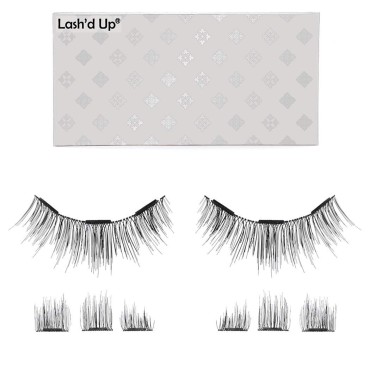 Lash'd Up by Amazon Magnetic Eyelashes Without Eyeliner 3 Magnets (Can also be worn as Dual Magnets) Full Eye Snap-on Set Soft Faux Silk Vegan (Long & Volume)