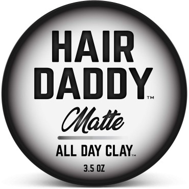 HAIR DADDY All Day Hair Clay - Strong Hold Matte Hair Product for Men - Matte Clay for Easy Styling - Zero Shine Men's Wax Hair Dough - Matte Finish Molding Hair Paste for All Hair Types - 3.5 Oz