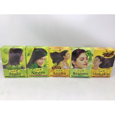 Hesh herbal powder pack of 5 Varieties for Hair- Amla, Aritha, Brahmi, Shikakai and Neem Leaf