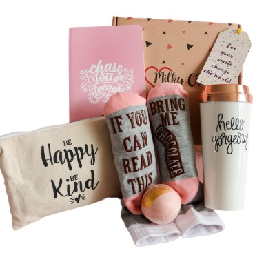Milky Chic Motivational Mothers Day Gift Box Gift Set, Best Friend Gift Box ,Encouraging Appreciation Gift box for Her, Friends and Coworkers, Travel Mug, Socks, Journal, Bath Bomb, Makeup Bag, Graduation Gift Box