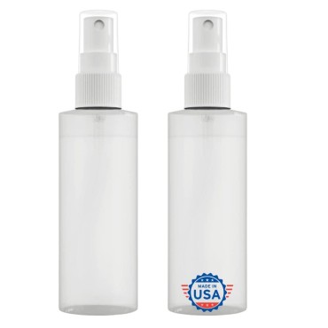 JND Plastic Spray Bottle Fine Mist 4 Oz - Refillable, Reusable, Portable Sprayer, Travel Size, Leak Proof for Household Use, Essential Oil, Cleaning Solution and Perfume (2 Pack, 120 ml)…